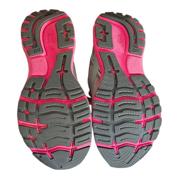 Brooks Ghost 14 Women Running Shoes Size 8 Gray Pink Cushioned Sneaker - Picture 8 of 9